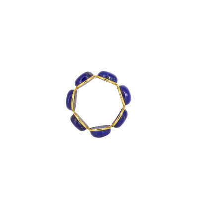 Genuine Lapis Lazuli Gemstone Eternity Band Ring 18K Gold