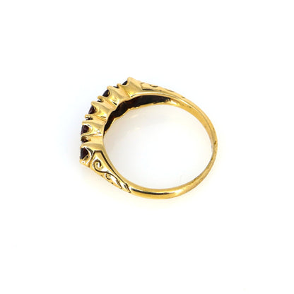 Georgian Antique 9K Yellow Garnet Cocktail Halo Ring Gold
