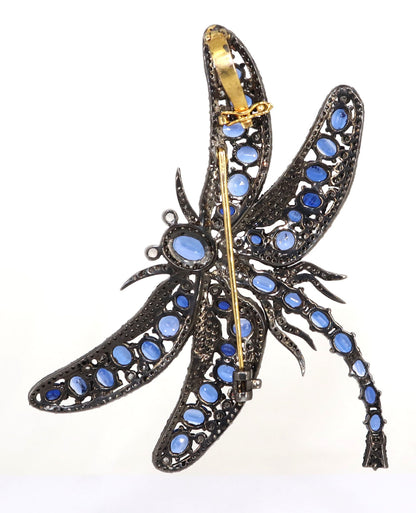 Exclusively Designed Dragon Fly Vintage Replica Brooch Cum Pendent Kynite . Gold