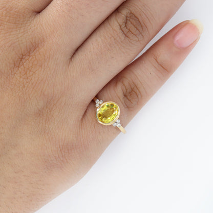 Oval Cut Yellow Sapphire & Ring 14K Gold