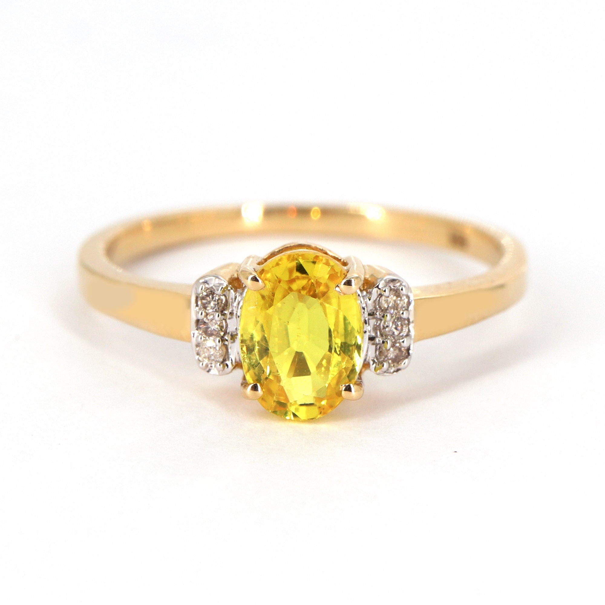 Oval Cut Yellow Sapphire Ring 14K Gold