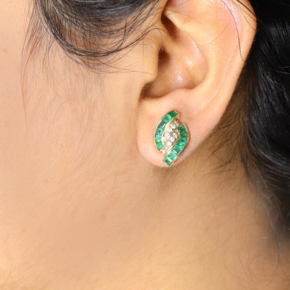 Emerald Stud Earring 14K Gold