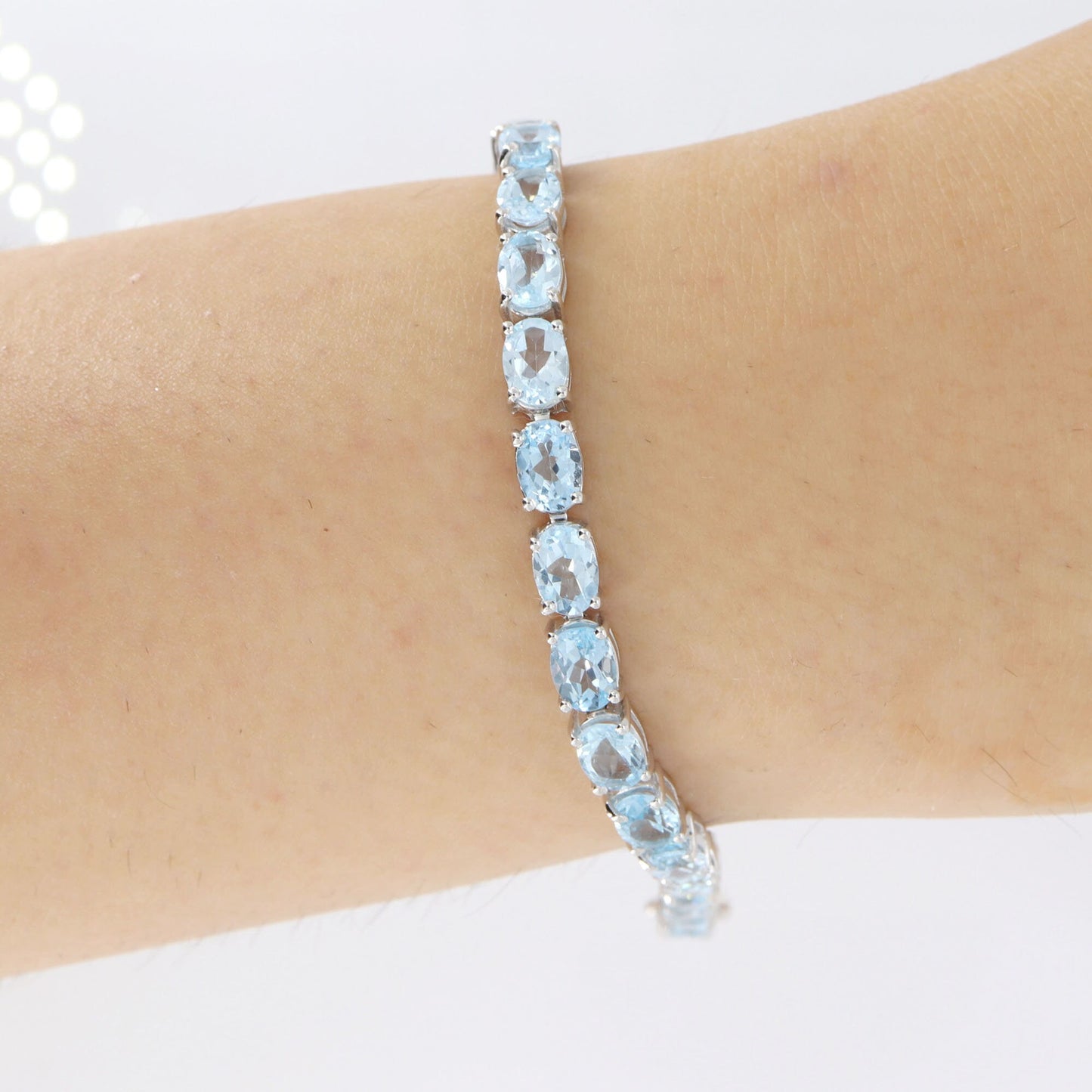 Faceted Blue Topaz Bracelet Silver
