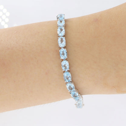 Faceted Blue Topaz Bracelet Silver