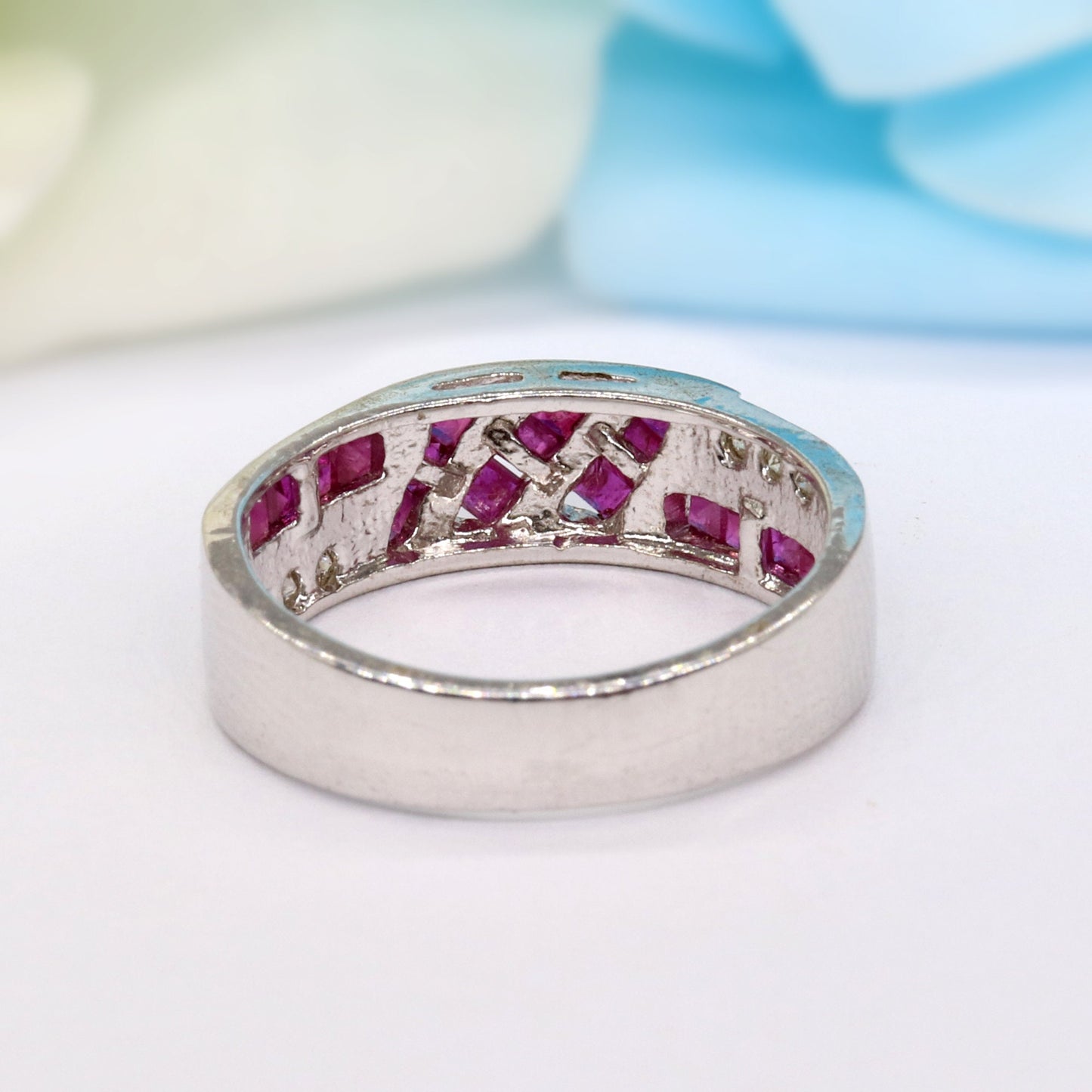 Beautiful Band Ruby Band 925 Band Ring Silver