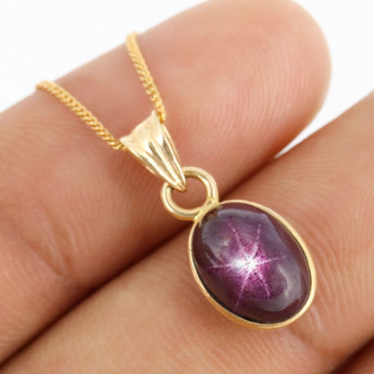 Star Ruby Pendant 14K Gold