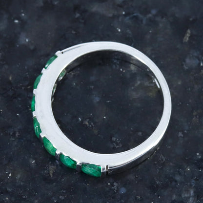 Eternity Emerald Band Ring Silver
