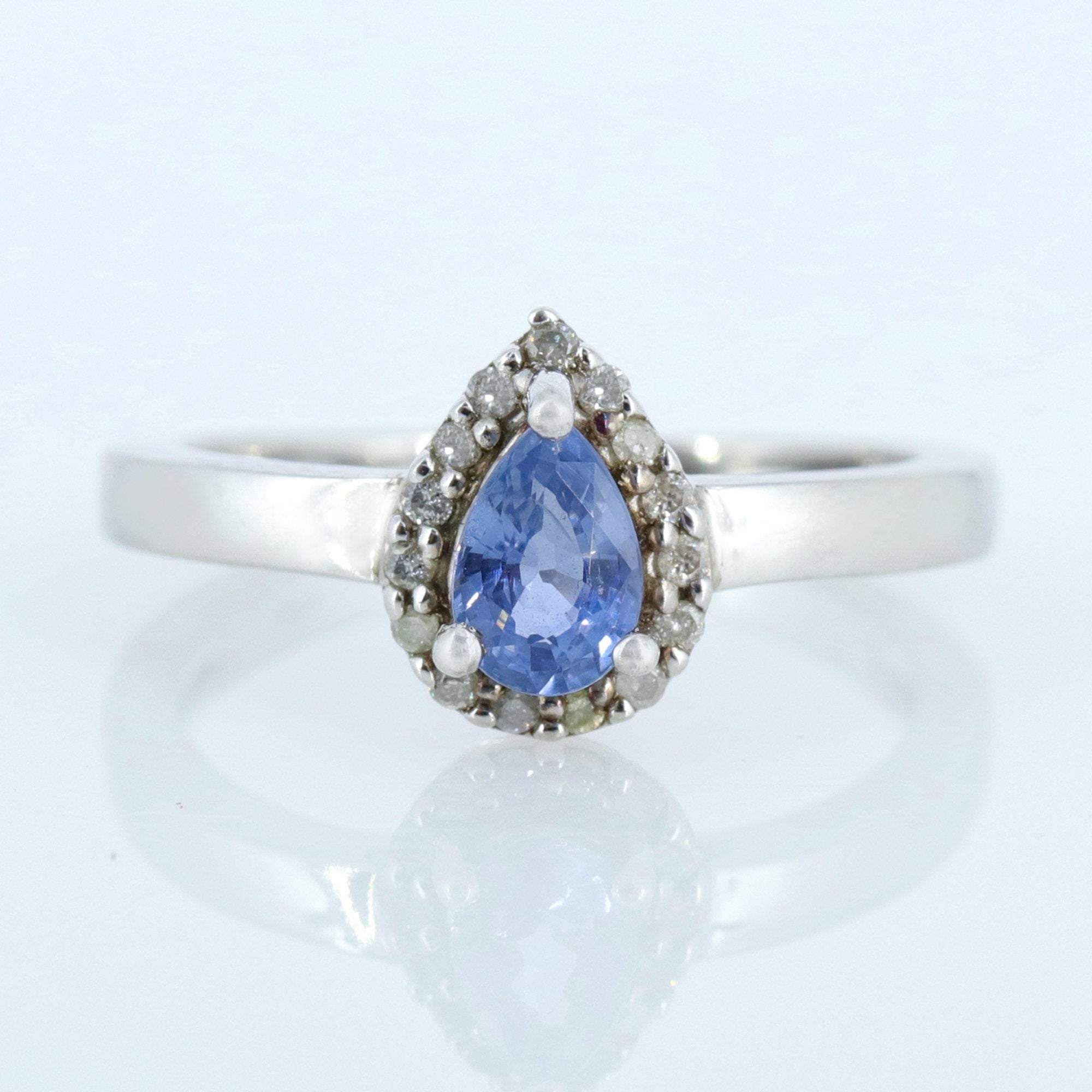Pear Cut Gemstone Ring Silver