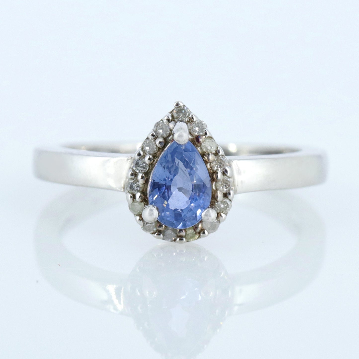 Pear Cut Gemstone Ring Silver