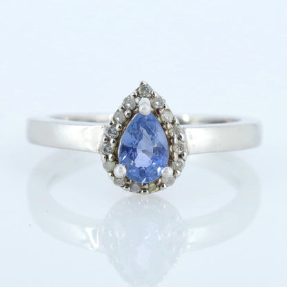 Pear Cut Gemstone Ring Silver