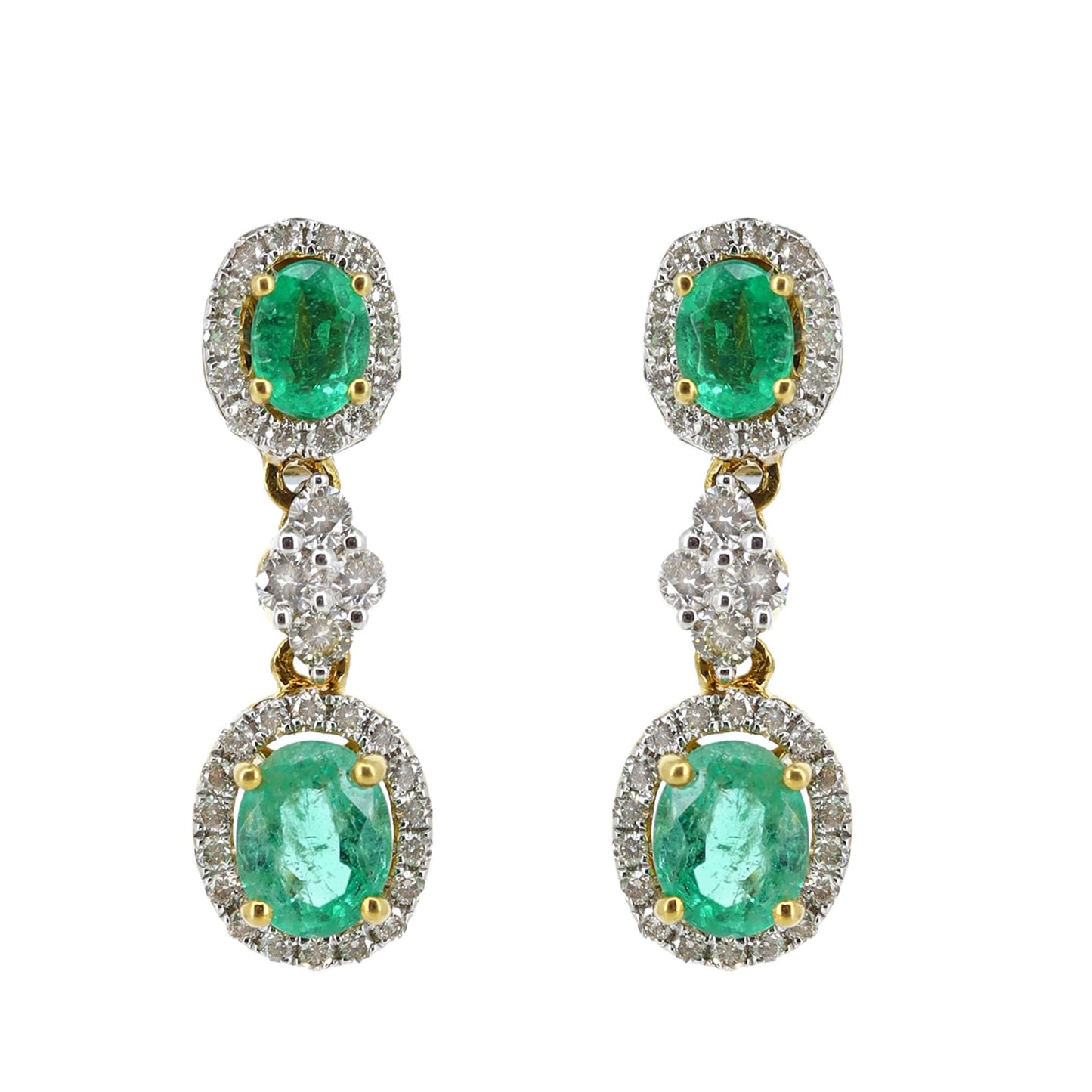 Yellow Oval Cut Emerald Earring 18K Gold