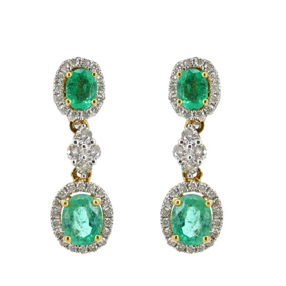 Yellow Oval Cut Emerald Earring 18K Gold