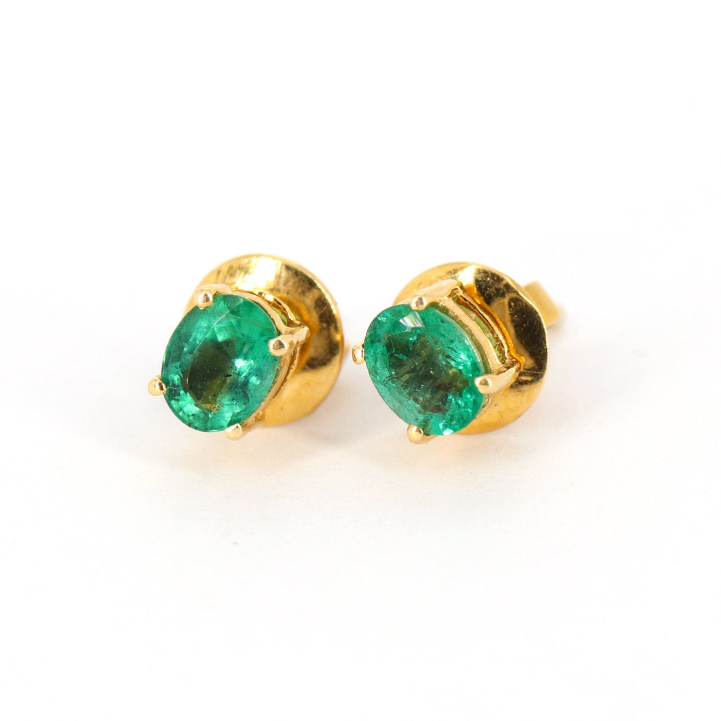 Emerald Studs Daily Wear Push Back Studs Emerald Earring 18K Gold
