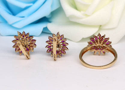 Ruby Gemstone Jewelry Handmade Jewelry Earring 14K Gold