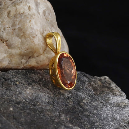 Yellow Orange Tourmaline Pendant 18K Gold