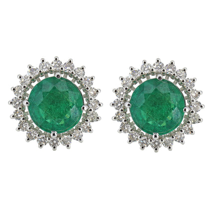 Emerald Cluster Halo Earring 18K Gold