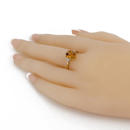 Citrine Tiny White Ring 14K Gold
