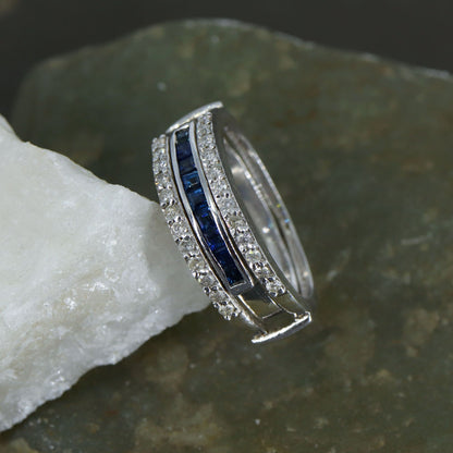 Magical Band Band Half Eternity Band Ruby Blue Sapphire Emerald Stone Ring Silver