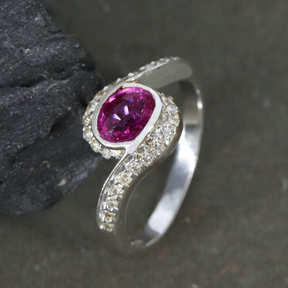 Oval Cut Ruby Ring Silver