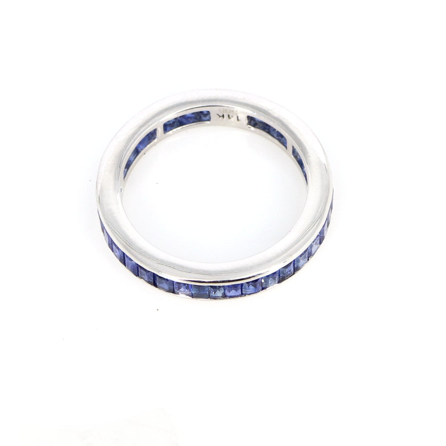 Sapphire Eternity Band . Baguette Cut Eternity Ring 14K Gold