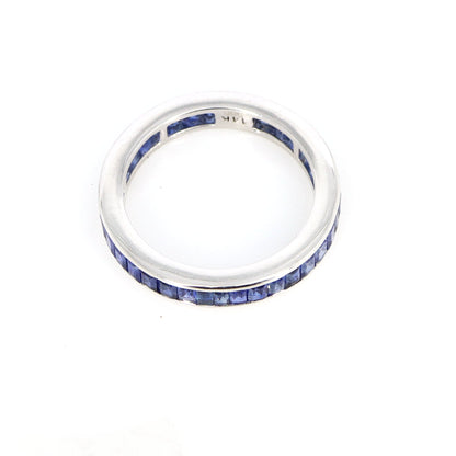 Sapphire Eternity Band . Baguette Cut Eternity Ring 14K Gold