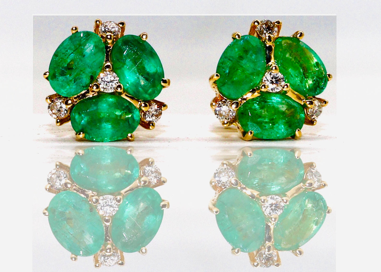 2.52 Emerald Delicate Dainty Studs Earring 14K Gold