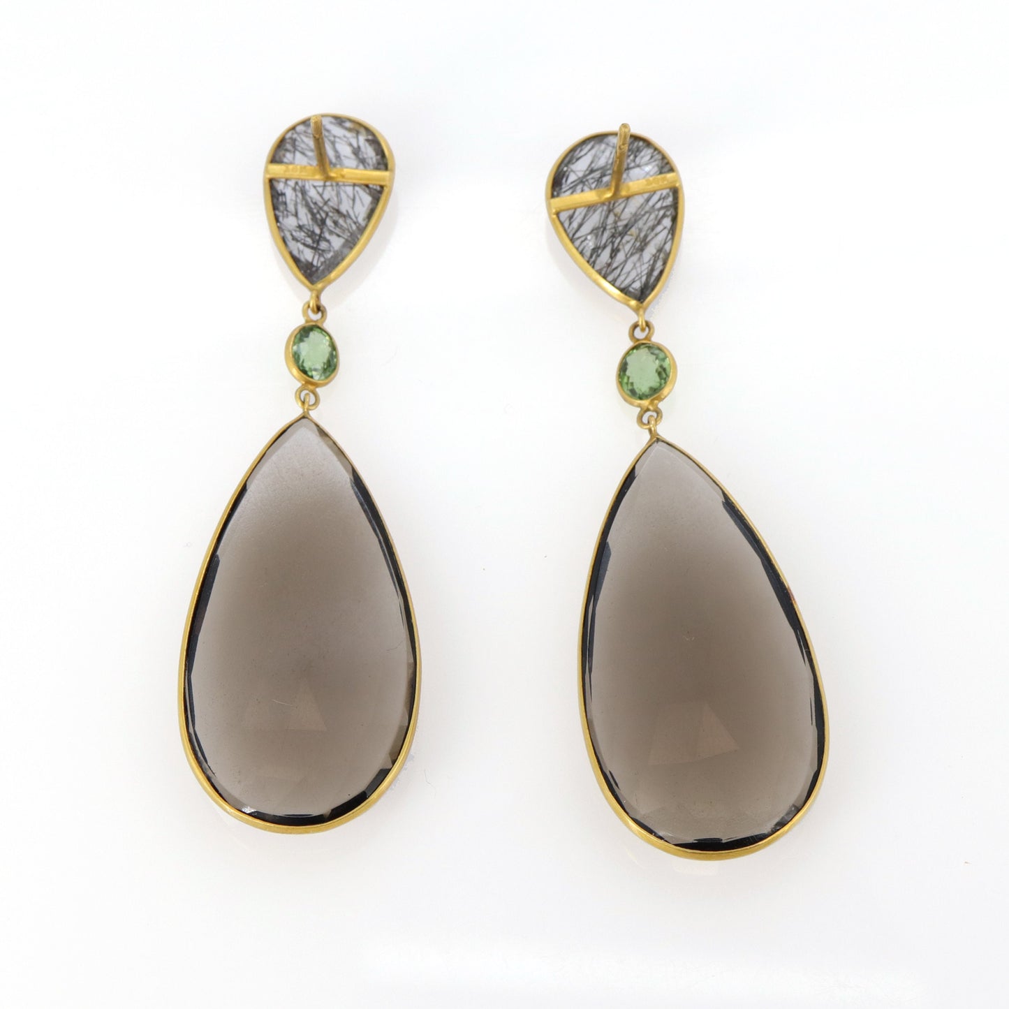 Black Rutilated Quartz Earring 18K Gold