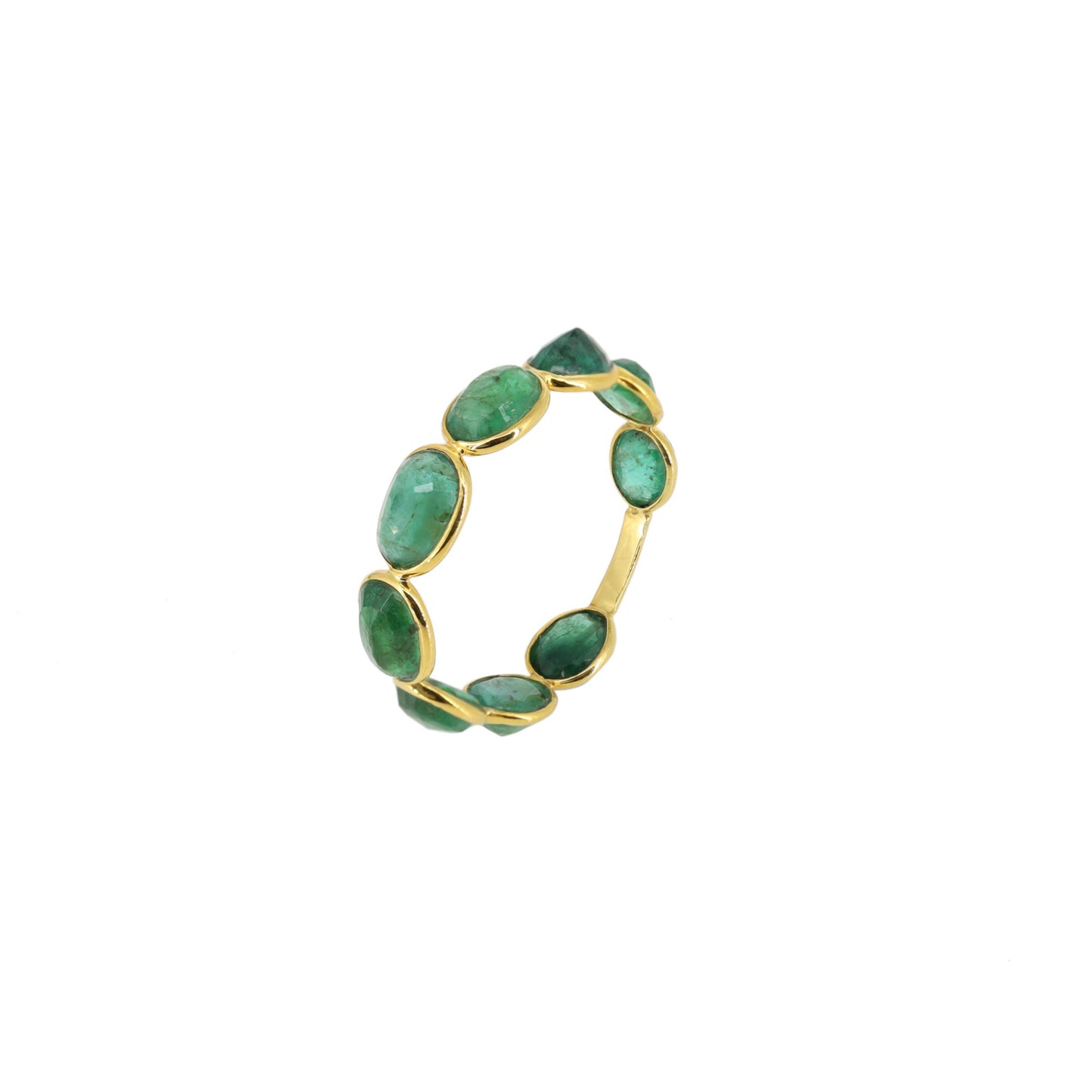 Emerald Eternity Band Ring 18K Gold