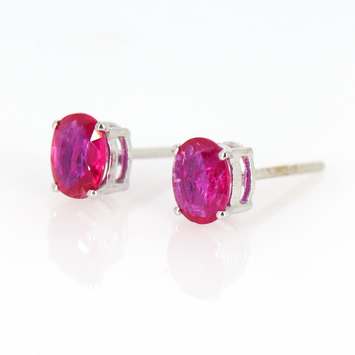 1.26 Ruby Studs Yellow/White Dainty Ruby Studs 6X5Mm Genuine Ruby Tiny Ruby Push Back Studs 18K Gold