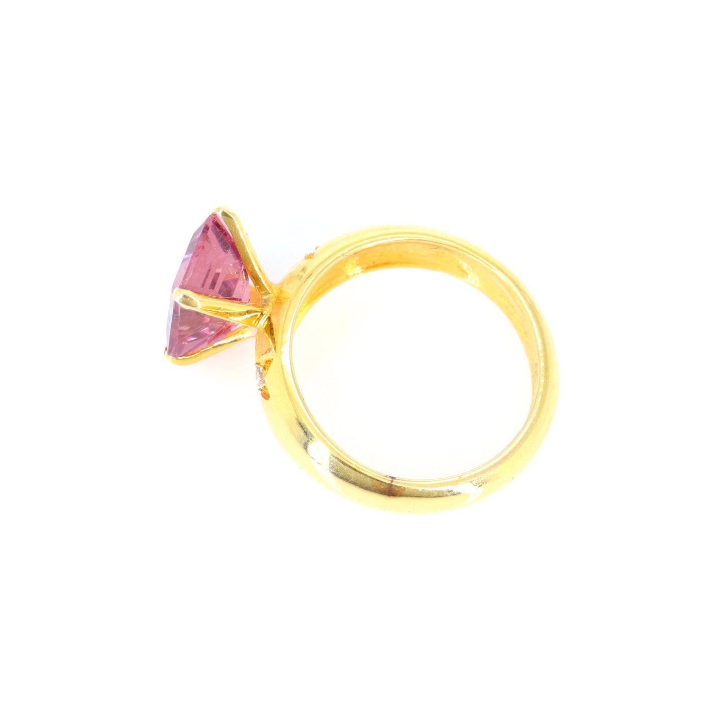 Baby Pink Tourmaline Wedding Band Classic Cocktail Ring 18K Gold