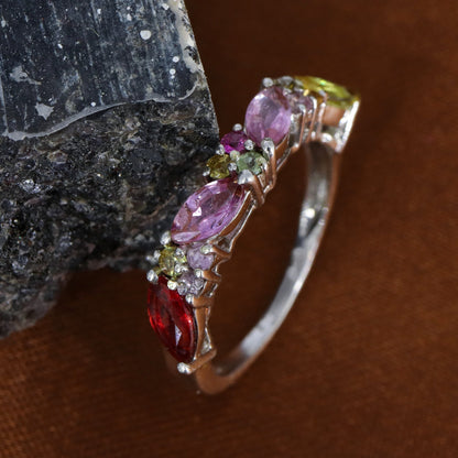 Classic Multi Sapphire Ring Silver