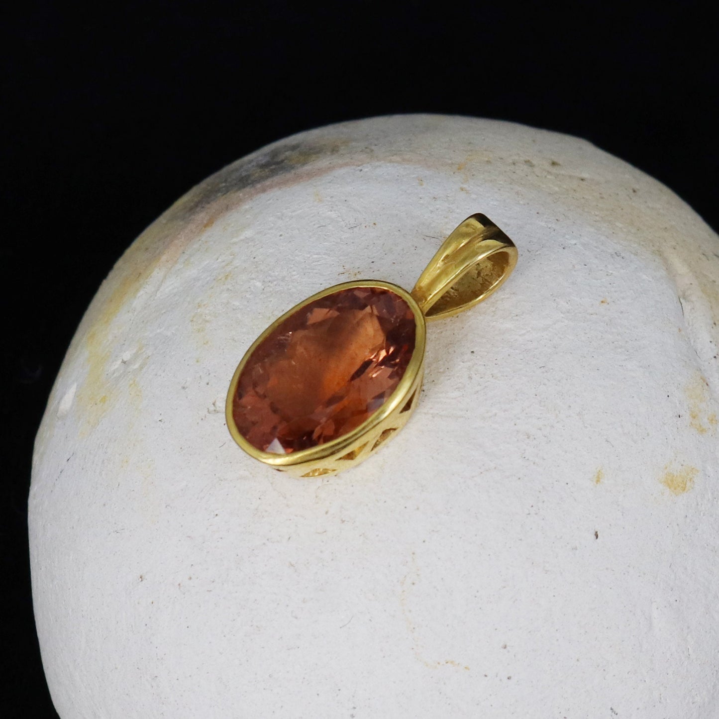 Yellow Orange Tourmaline Pendant 18K Gold