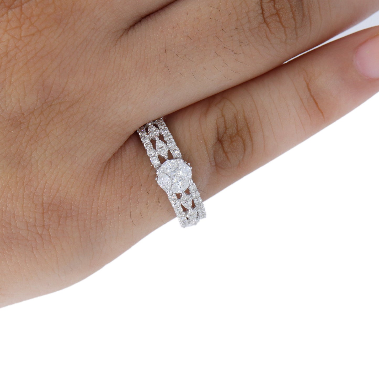 Cathedral White Ring 18K Gold