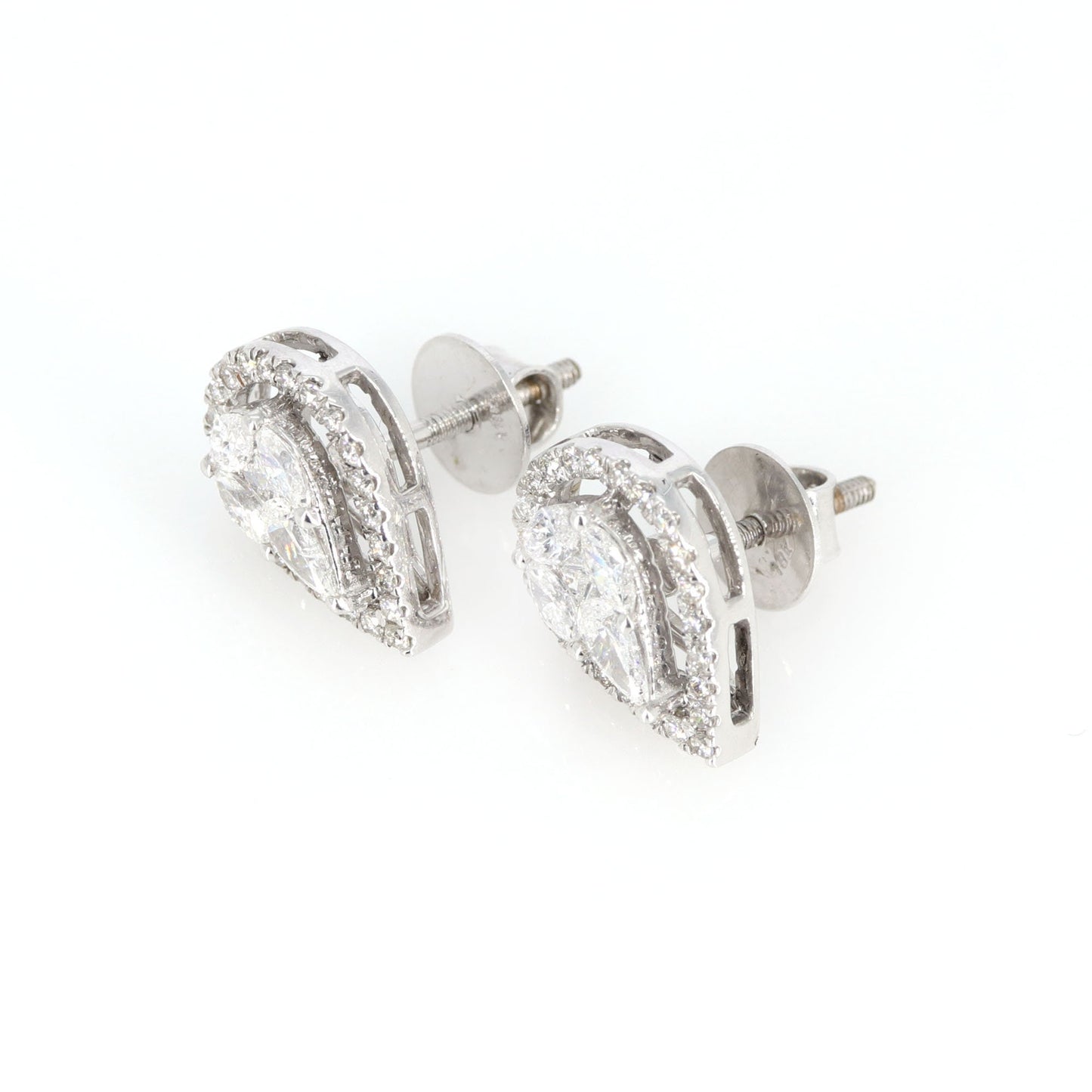 1.04 Marquise Pear & Princess Cut Illusion Setting White Handmade Earring 18K Gold