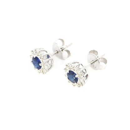 Blue Sapphire Jewelry White Jewelry Blue Sapphire Earring 18K Gold