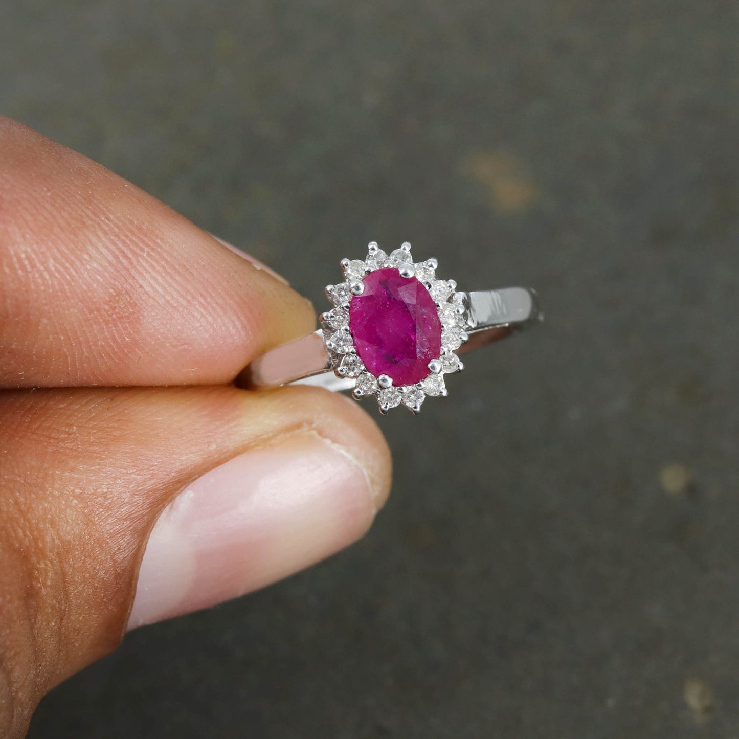 Faceted Ruby Ring Silver
