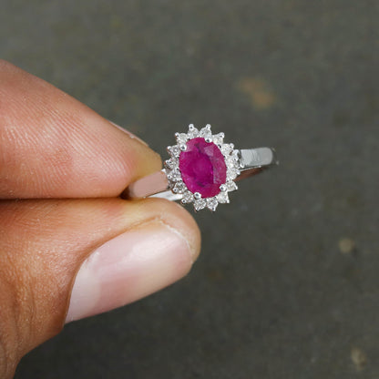 Faceted Ruby Ring Silver