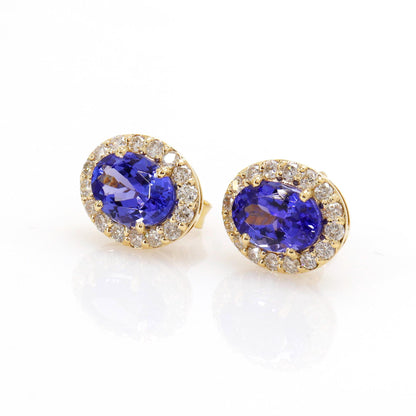 Beautiful Halo & Tanzanite Earring 14K Gold