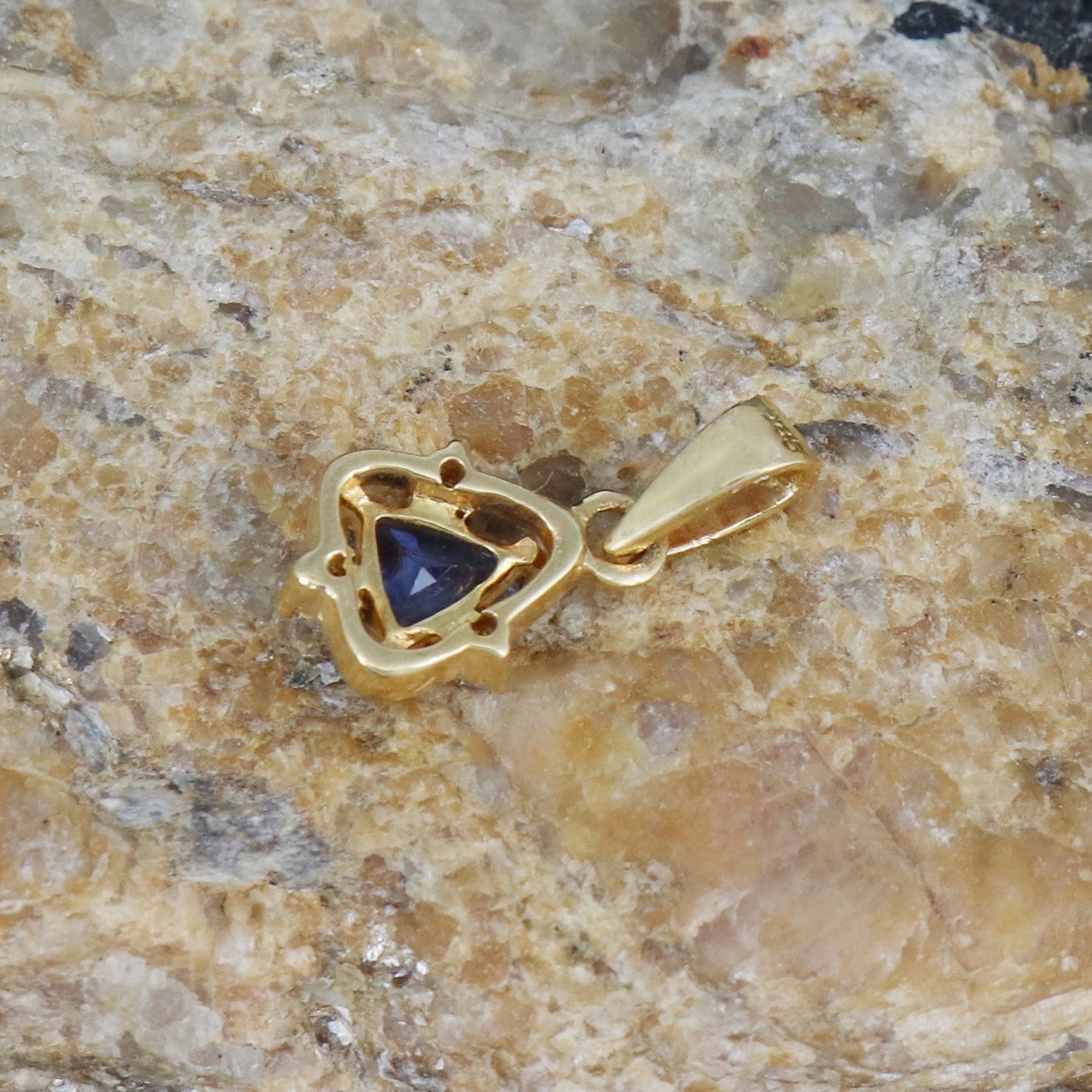 Yellow & Blue Sapphire Pendant 14K Gold
