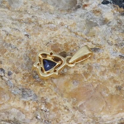 Yellow & Blue Sapphire Pendant 14K Gold