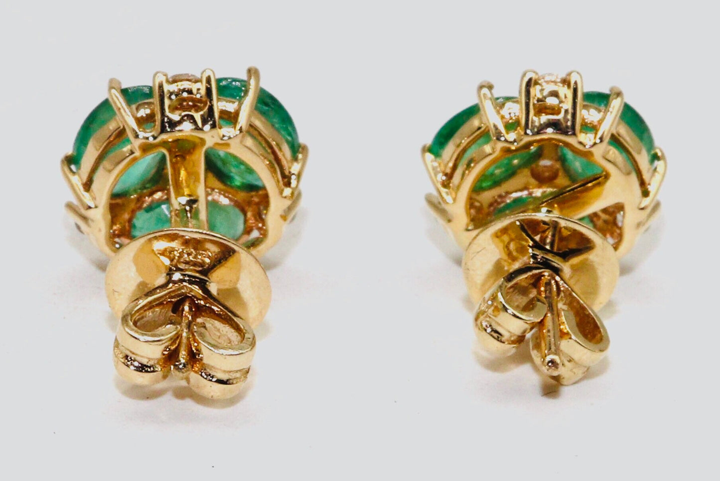 2.52 Emerald Delicate Dainty Studs Earring 14K Gold