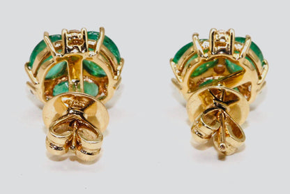 2.52 Emerald Delicate Dainty Studs Earring 14K Gold