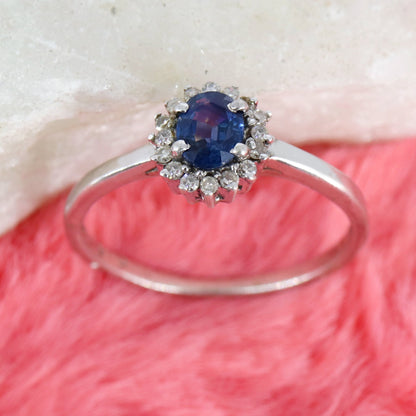 Oval Cut Blue Sapphire Ring Silver