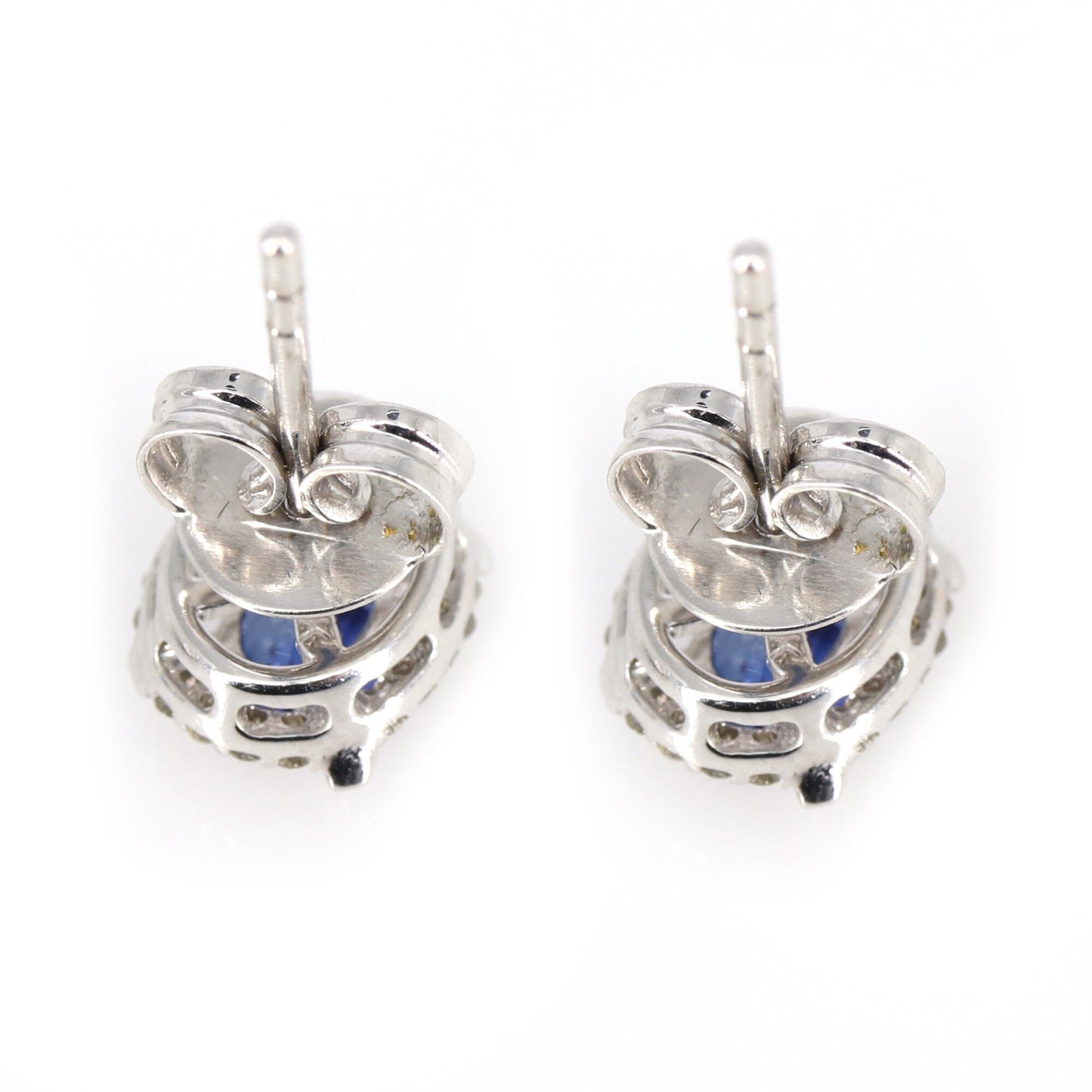 White Sapphire Studs Halo Earring 18K Gold