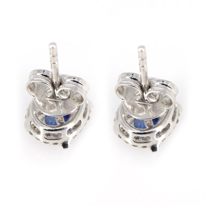 White Sapphire Studs Halo Earring 18K Gold
