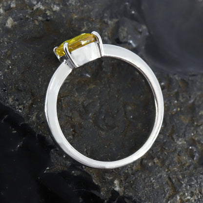 Oval Cut Yellow Sapphire Ring Silver