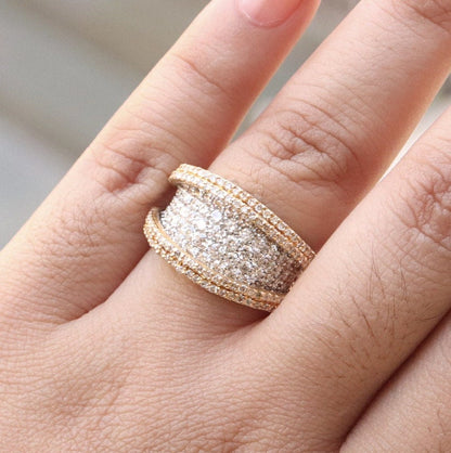 Two Tone Statement Ring 18K Gold