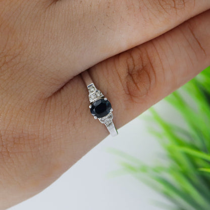 Classic Blue Sapphire Ring Silver