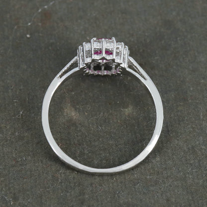 Faceted Ruby Ring Silver