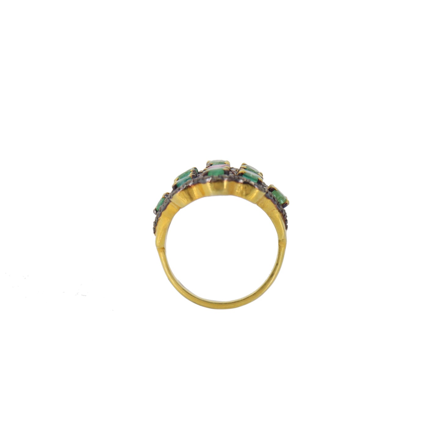 Emerald Pink Sapphire Gemstone Ring Silver